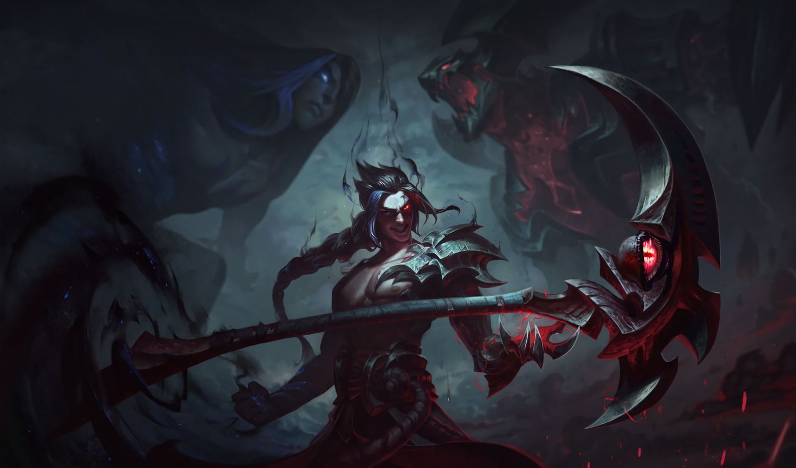 warrior character illustration Kayn League of Legends fantasy weapon 2k