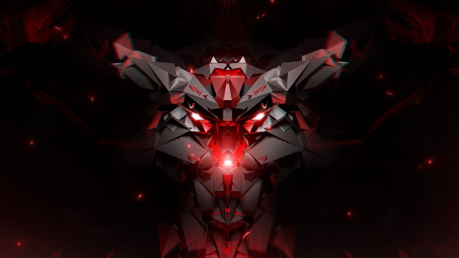 Abstract Red HD black and red pixelated dog video game character 2k
