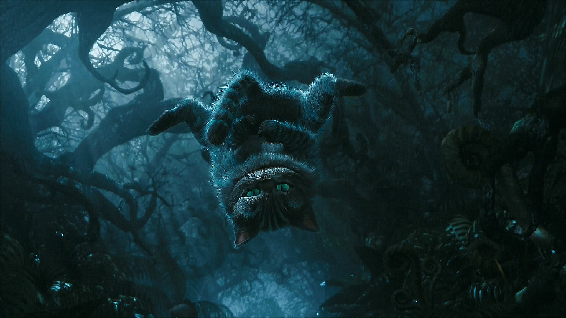 Alice in Wonderland Cheshire cat hat underwater sea animal 2k