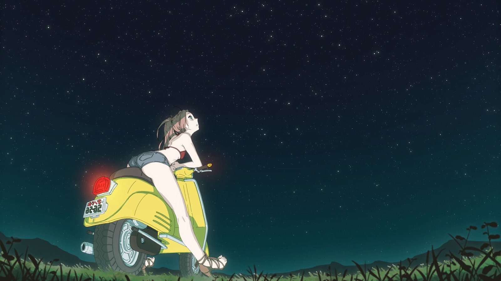 Anime Girls FLCL Haruhara Haruko night scooters sexy anime 2k
