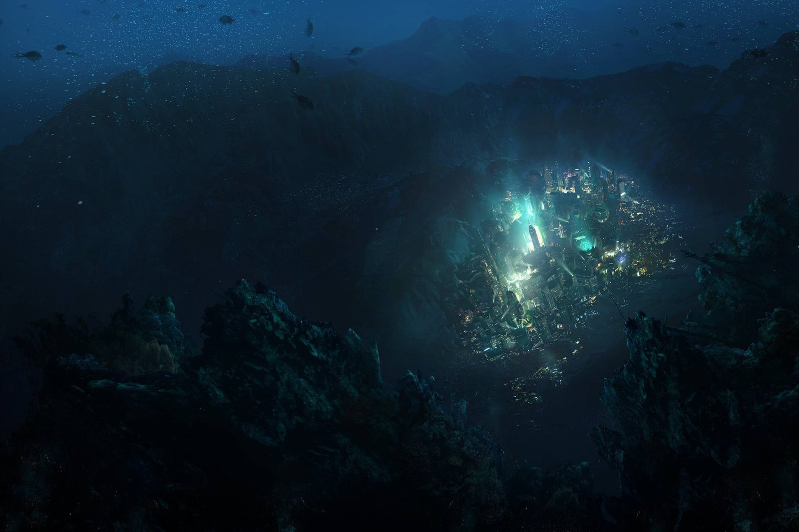 Bioshock underwater city digital wallpaper Rapture sea video games 2k
