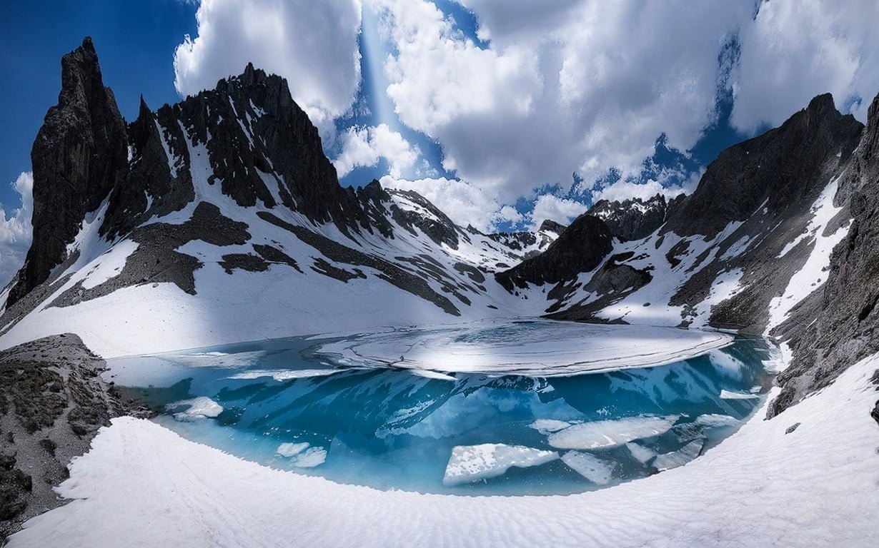 black mountain and snowy terrain nature landscape mountains