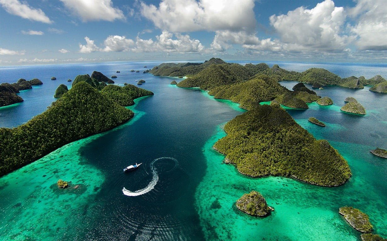 body of water landscape nature island aerial view Raja Ampat