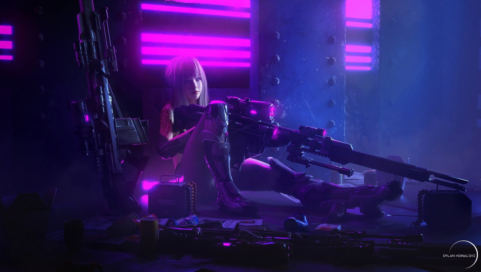 cyberpunk artwork sniper rifle anime girls music arts culture and entertainment 2k