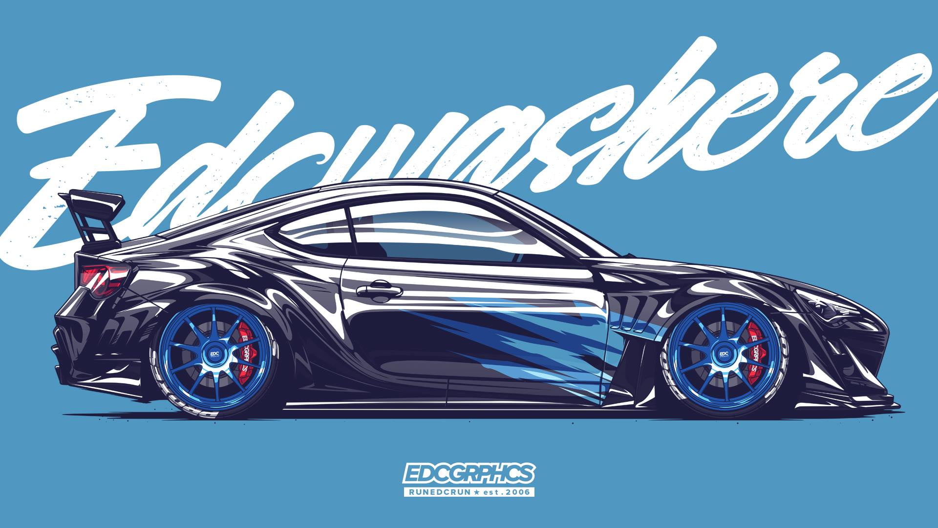EDC Graphics render Subaru BRZ JDM Japanese cars blue 2k