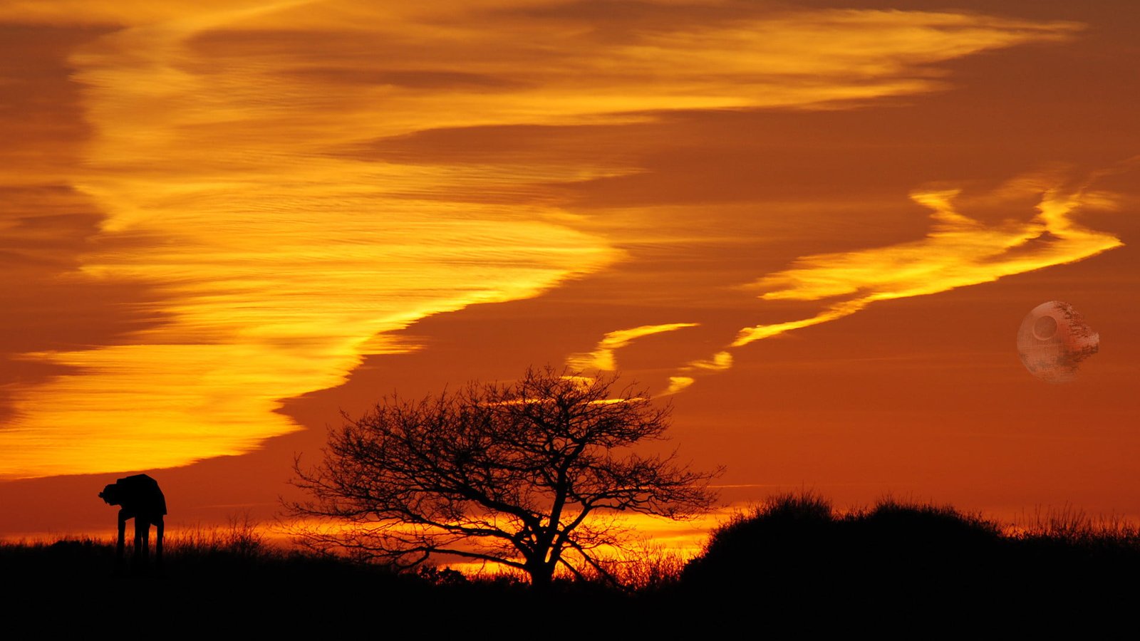 fantasy sun sunset star sky sunrise celestial body silhouette 2k