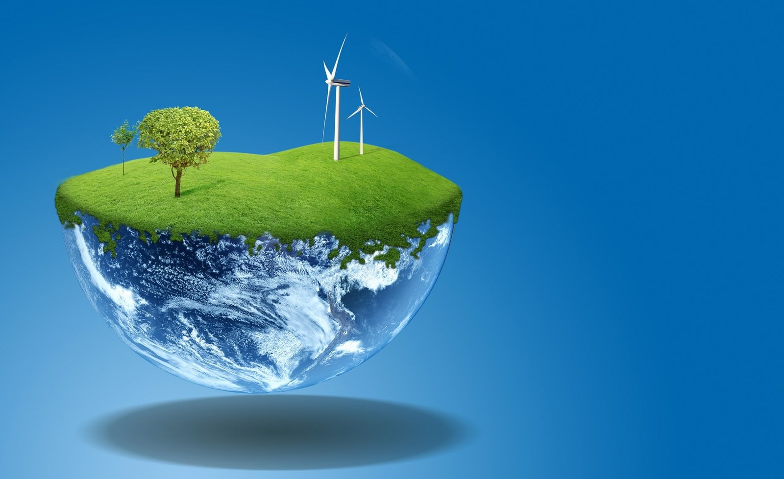 Go Green windmill and earth Aero Creative Nature green nature 2k