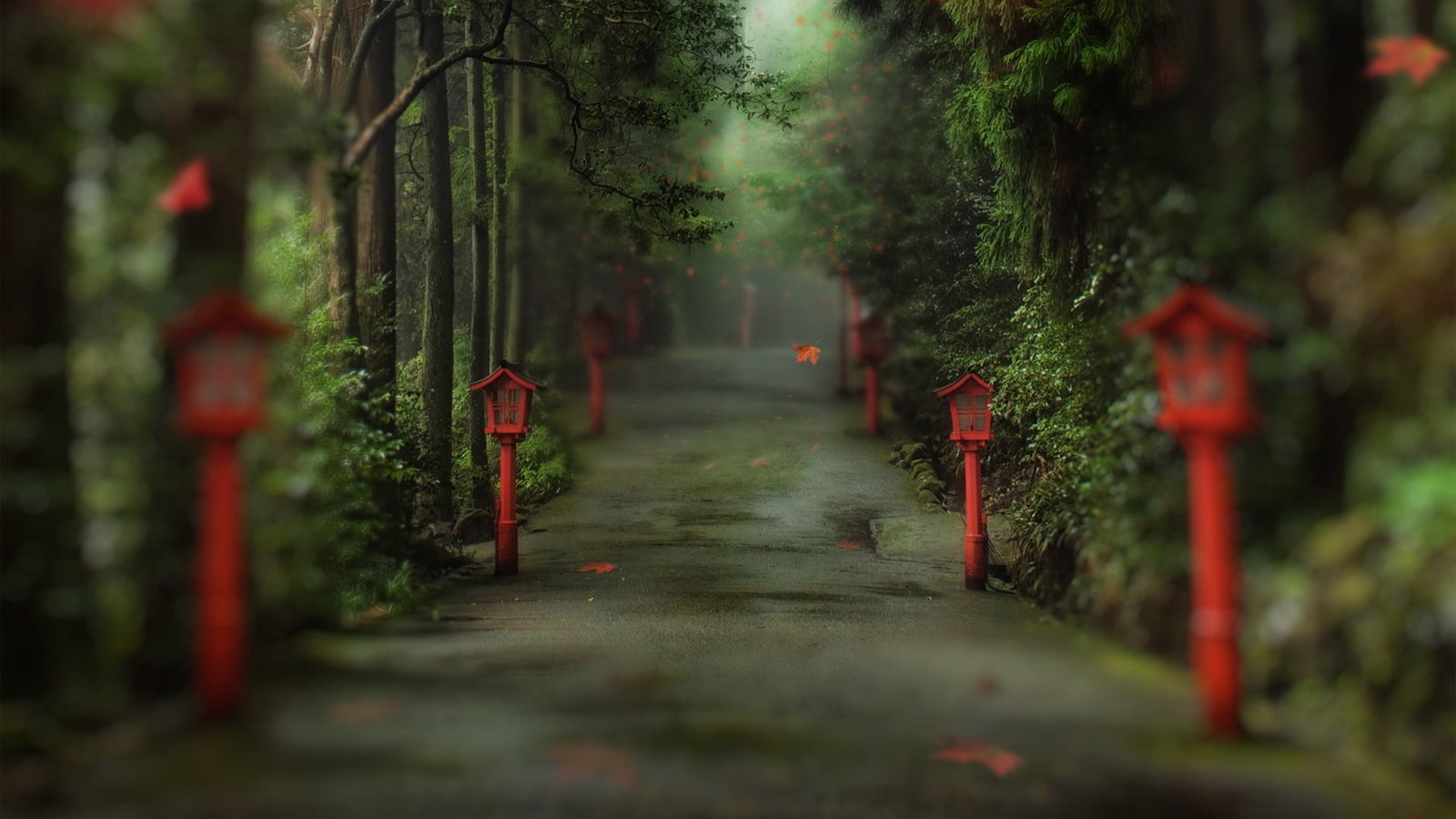 red metal street lights untitled filter nature landscape 2k