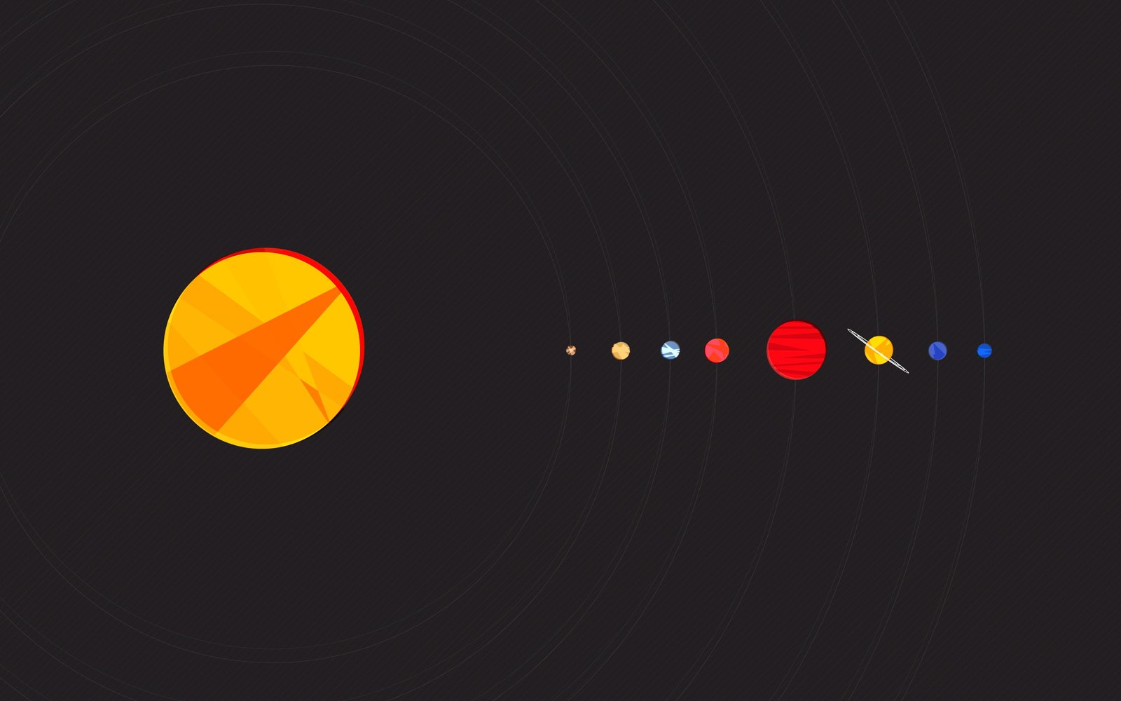 solar system illustration simple background minimalism Sun 2k