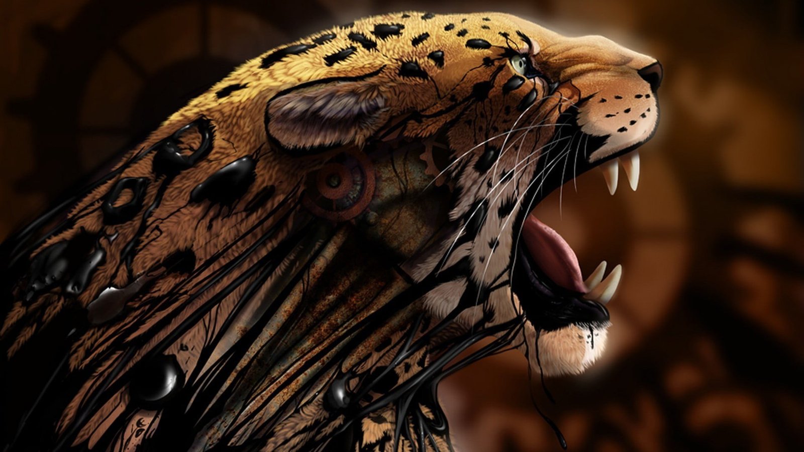 tiger illustration abstract animals leopard digital art artwork 2k