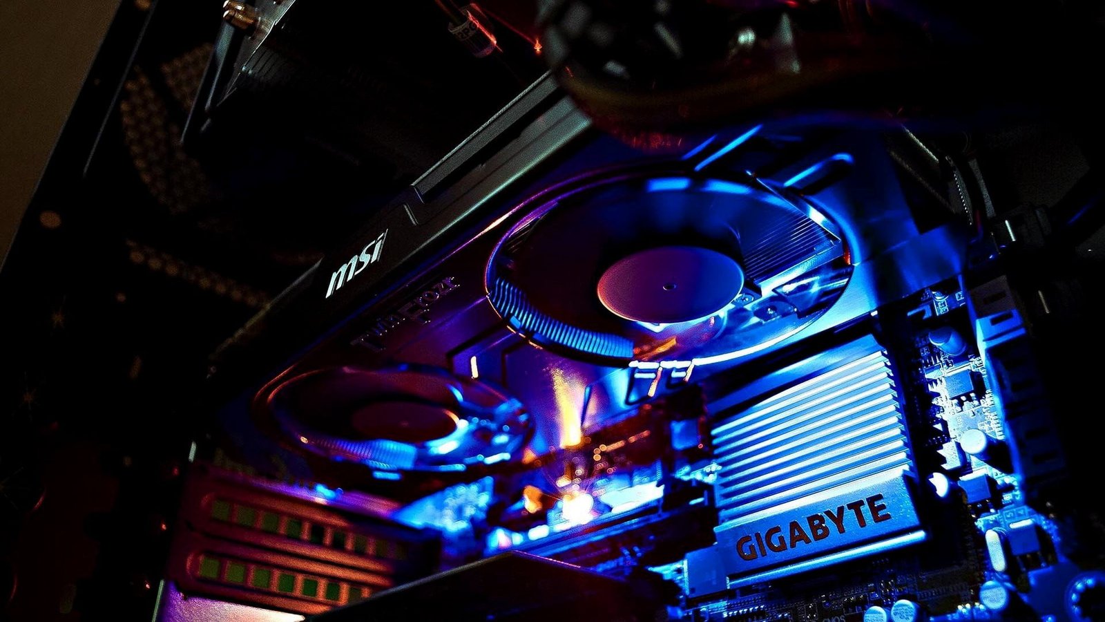 black MSI computer tower Gigabyte GPUs technology graphics card 2k