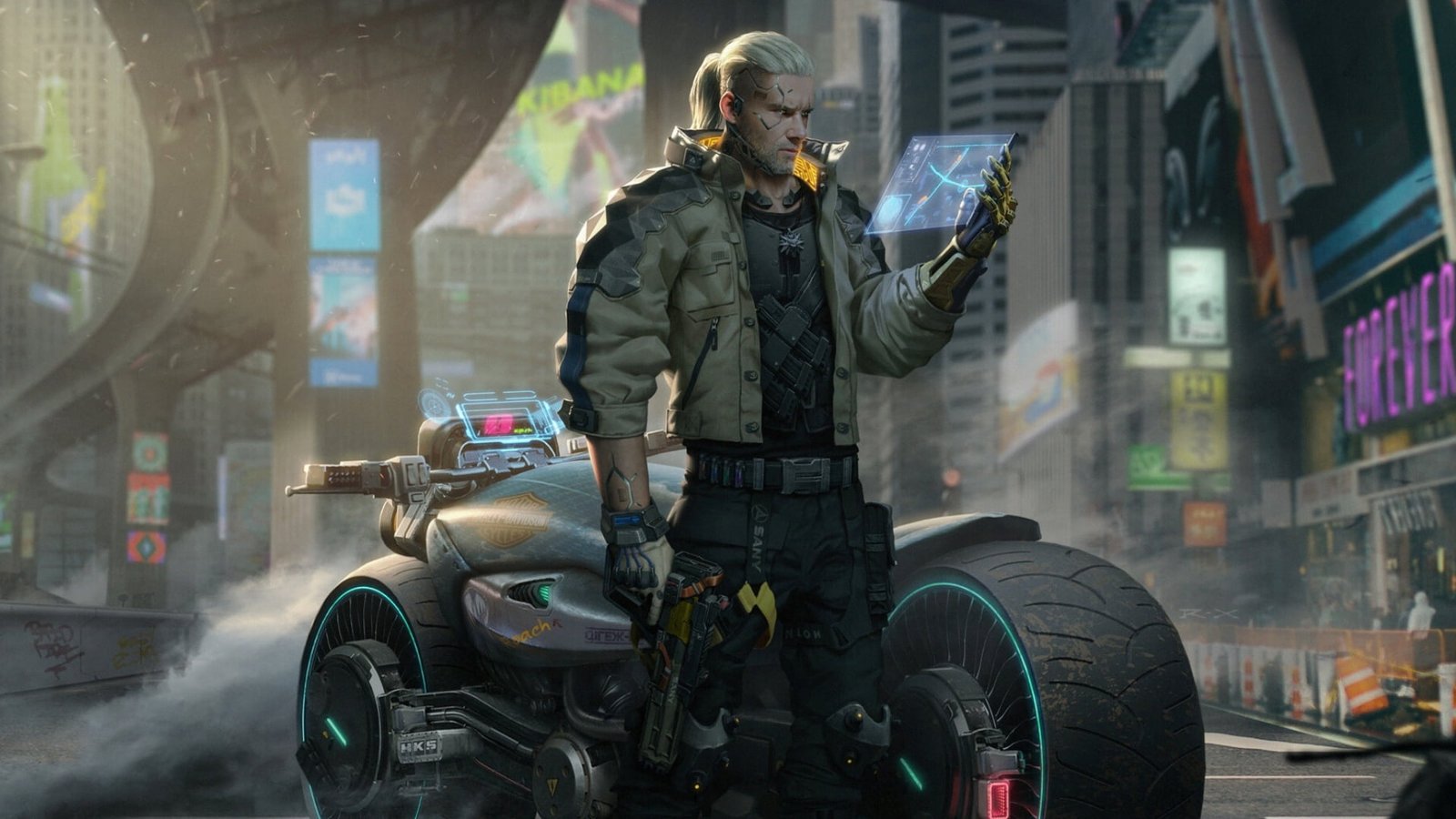 Video Game Crossover Cyberpunk Geralt of Rivia The Witcher 3 Wild Hunt 2k