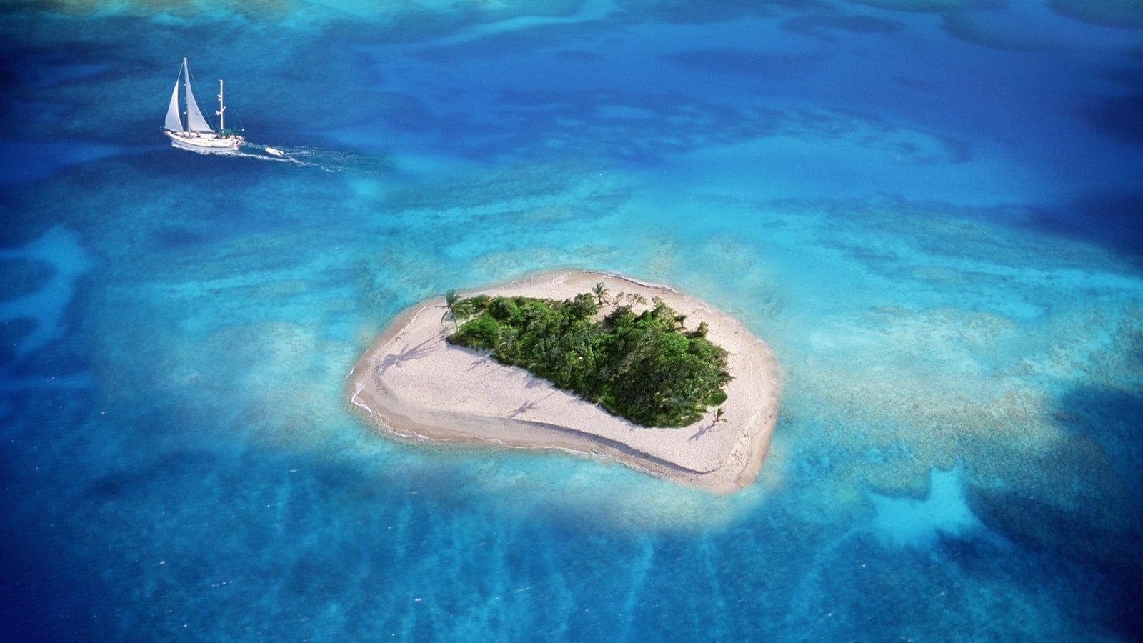 white sailboat beach island nature landscape water sea 2k