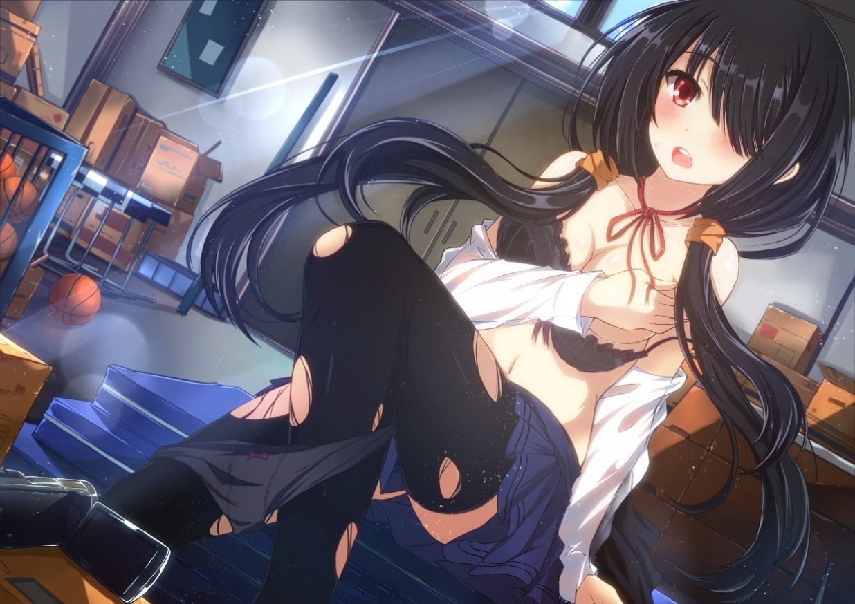 Tokisaki Kurumi torn clothes anime girls Date A Live