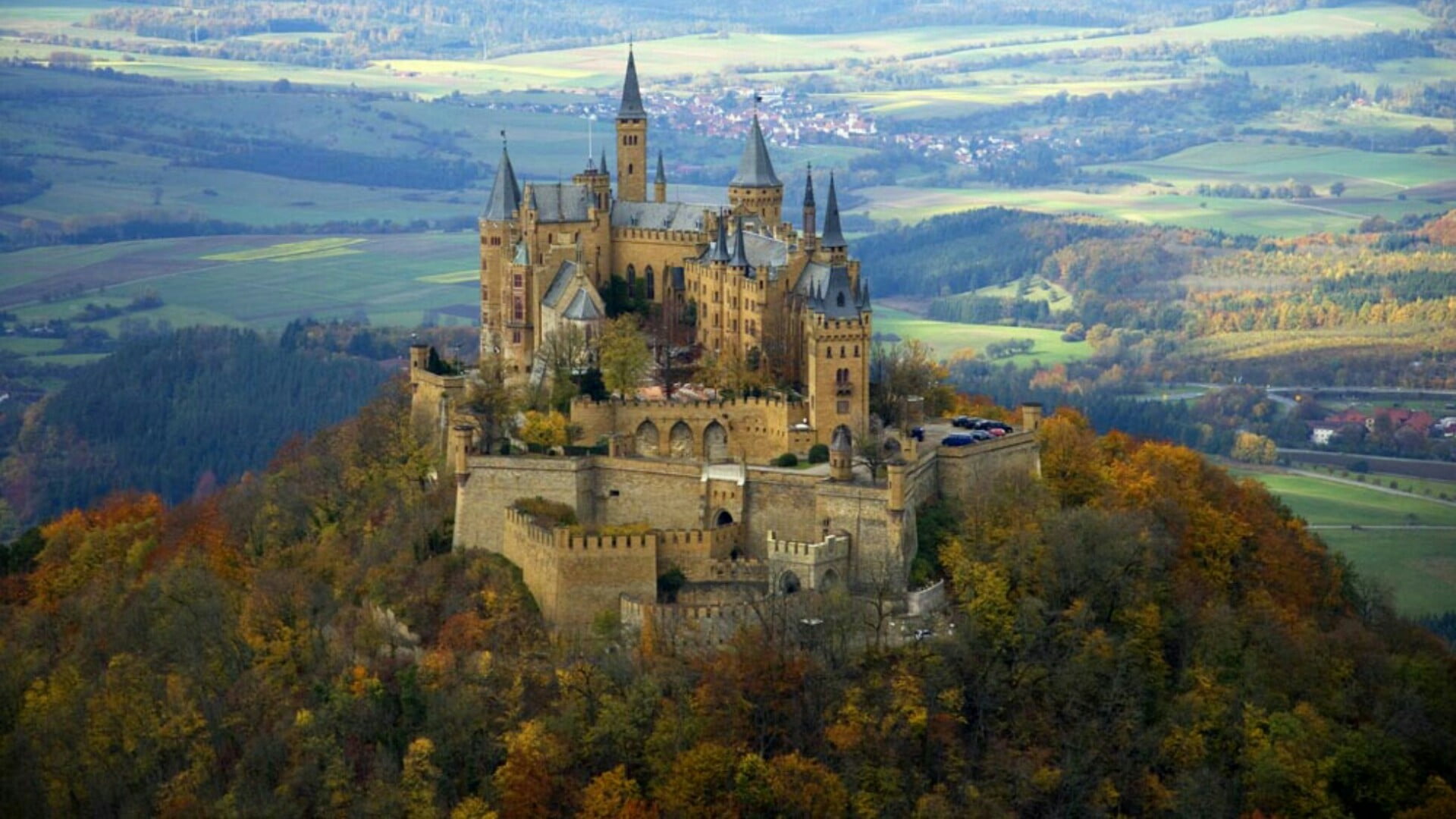 building hechingen europe germany hohenzollern castle mount scenery 2k