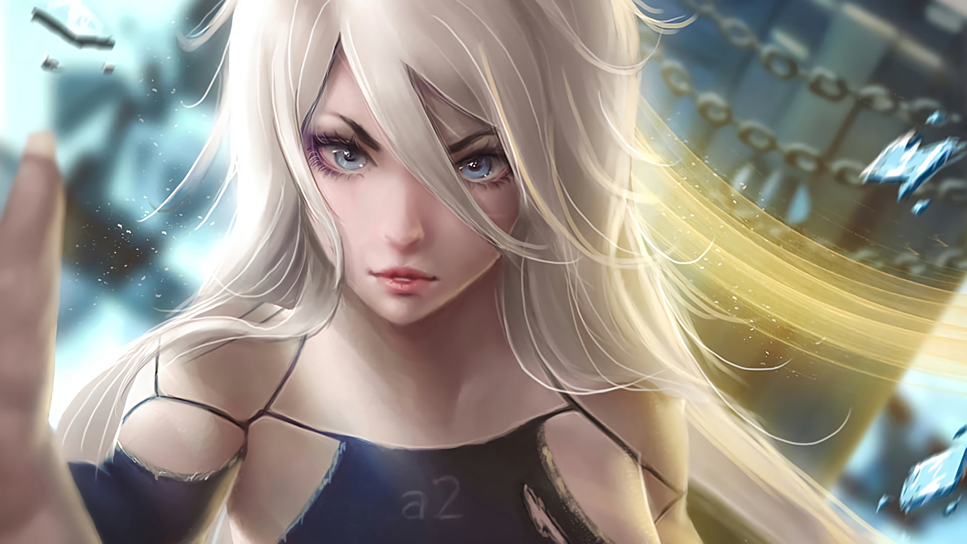 white haired female anime character wallpaper Nier Automata 2k