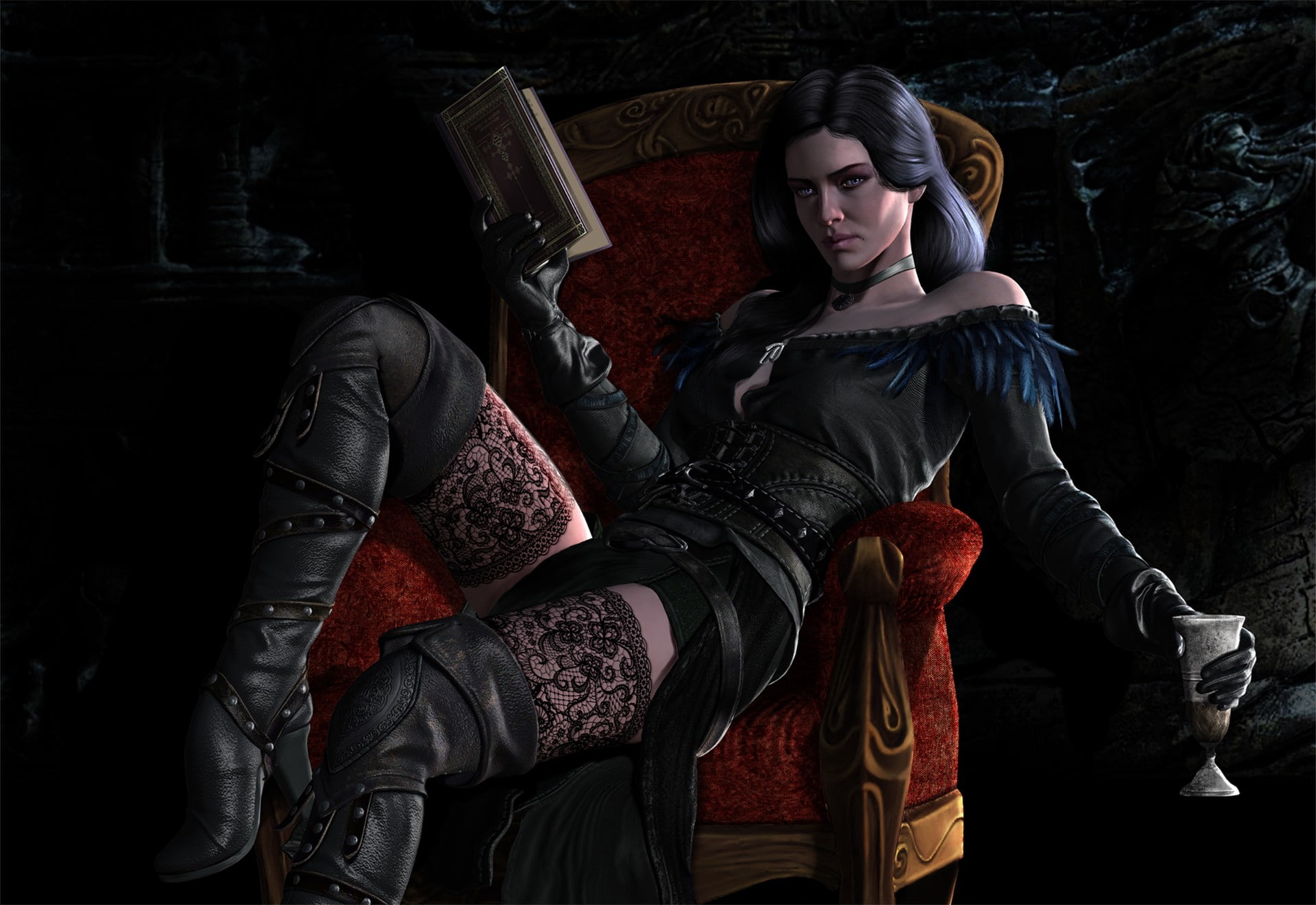 Fantasy girl render The Witcher 3 Wild Hunt video games 2k