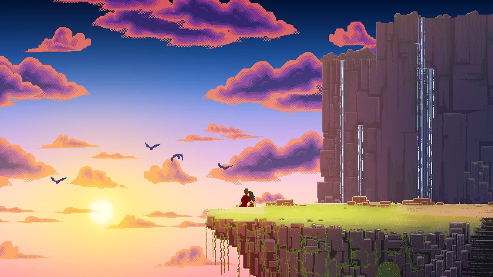 floating land digital wallpaper art pixel pixels 2k