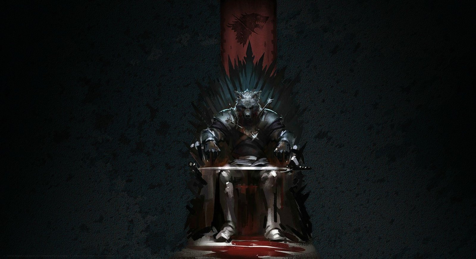 Game of Thrones Stark on Iron Throne illustration nature solo 2k