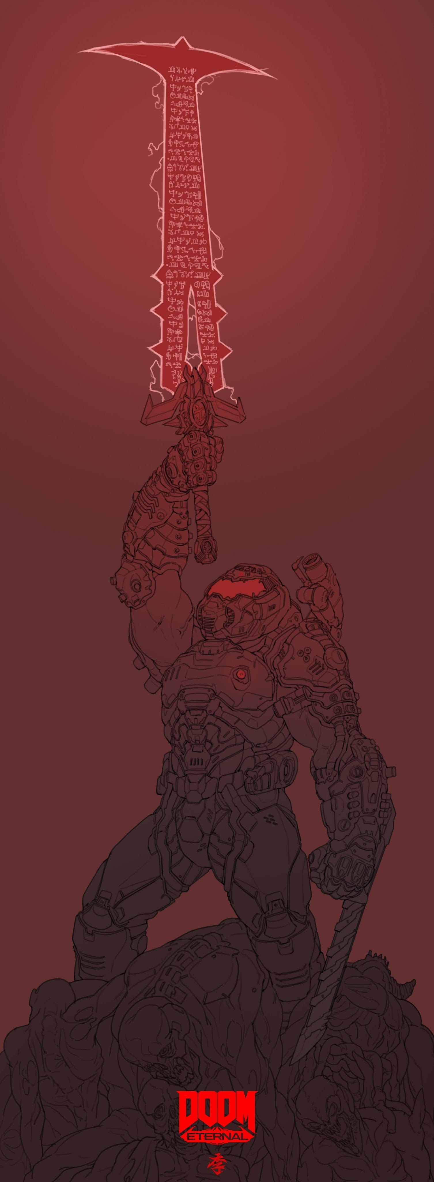 game poster DOOM Eternal Doom slayer 2k