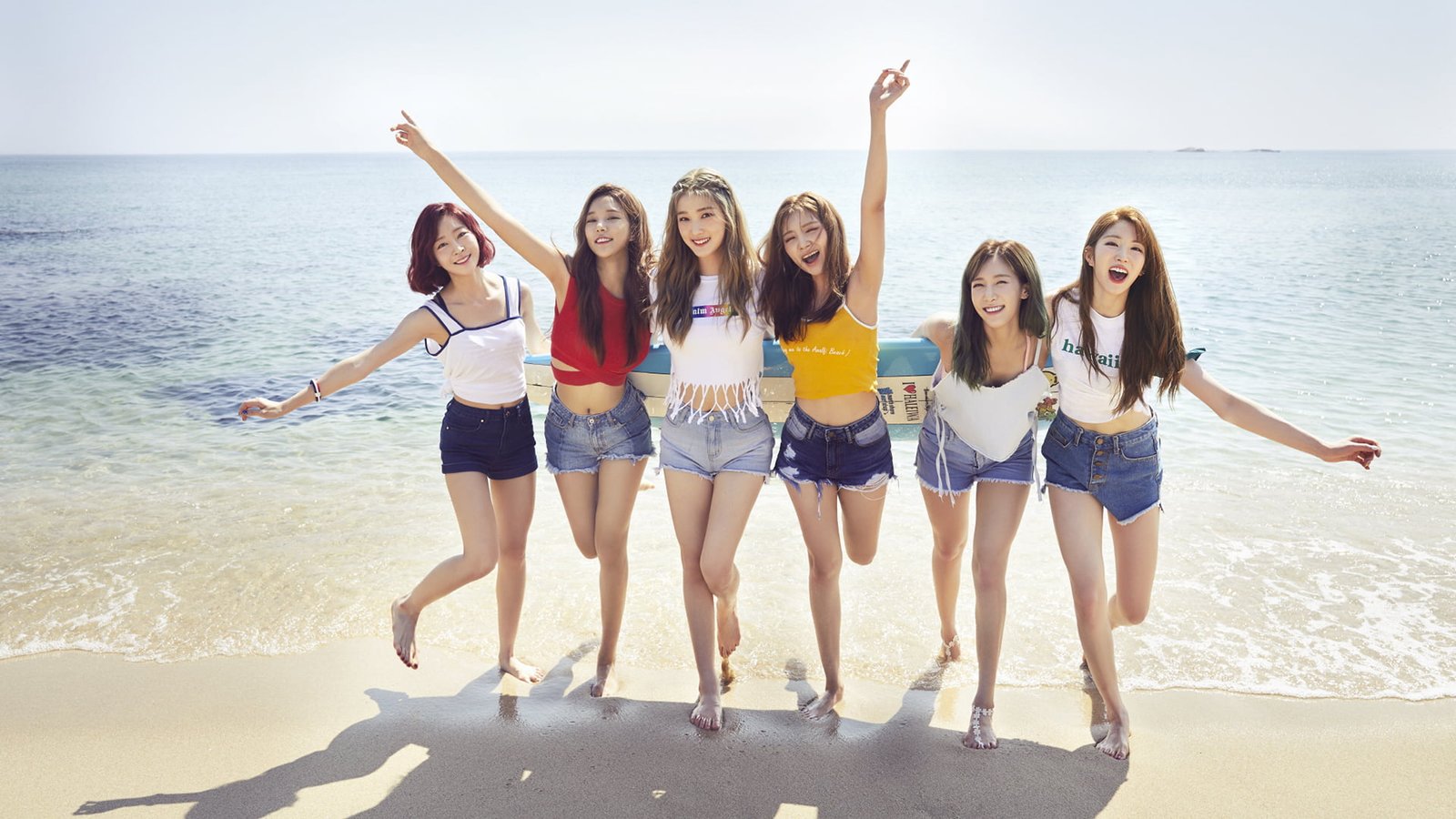 K pop Laboum women group of people water happiness sea 2k