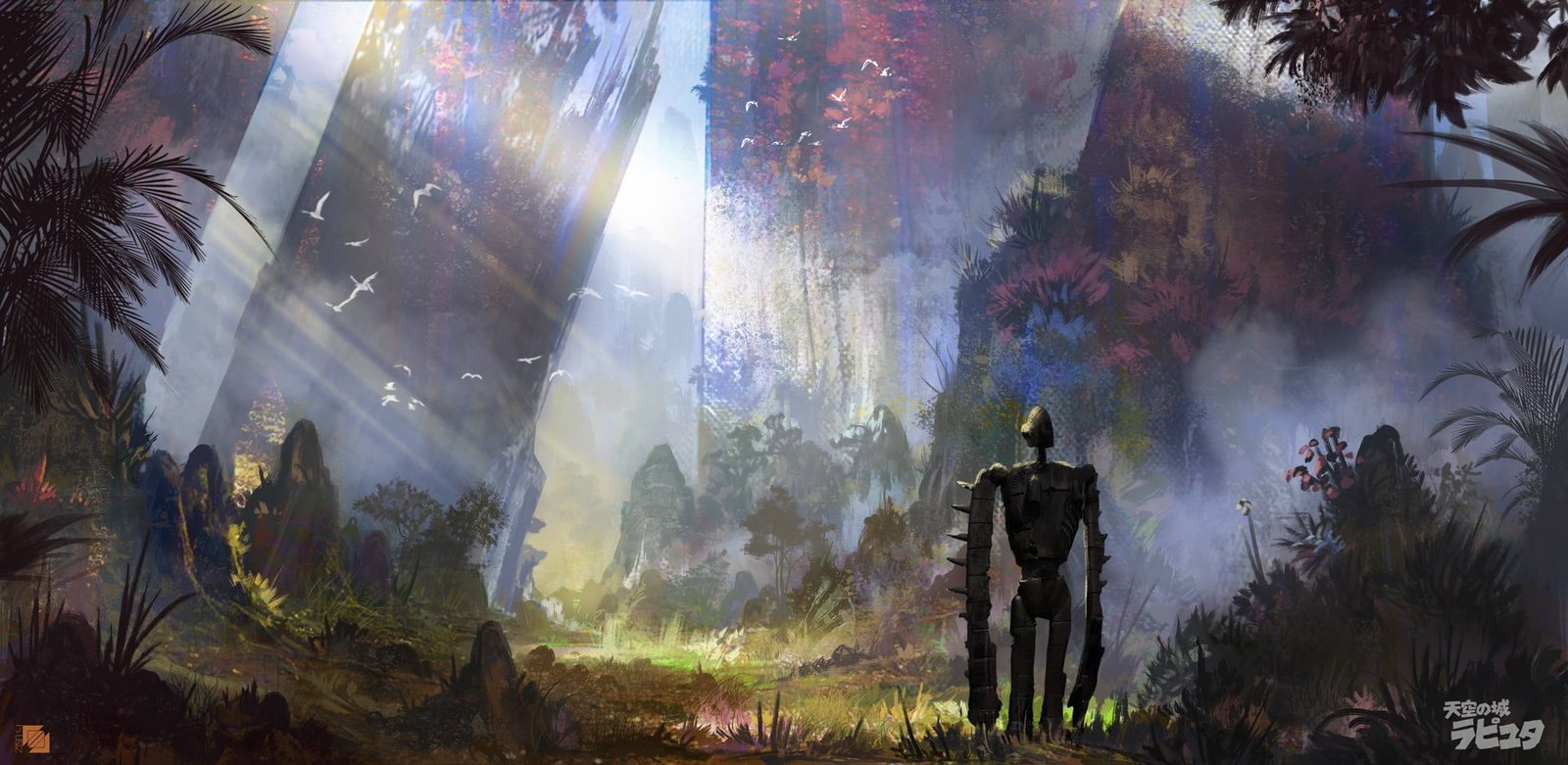 Laputa Castle in the Skies digital wallpaper artwork concept art 2k