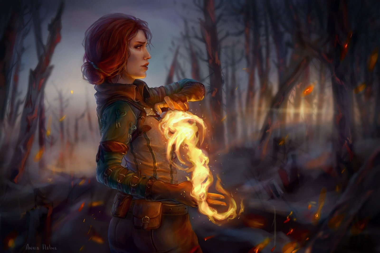magic profile red Triss Merigold The Witcher 3 Wild Hunt 2k