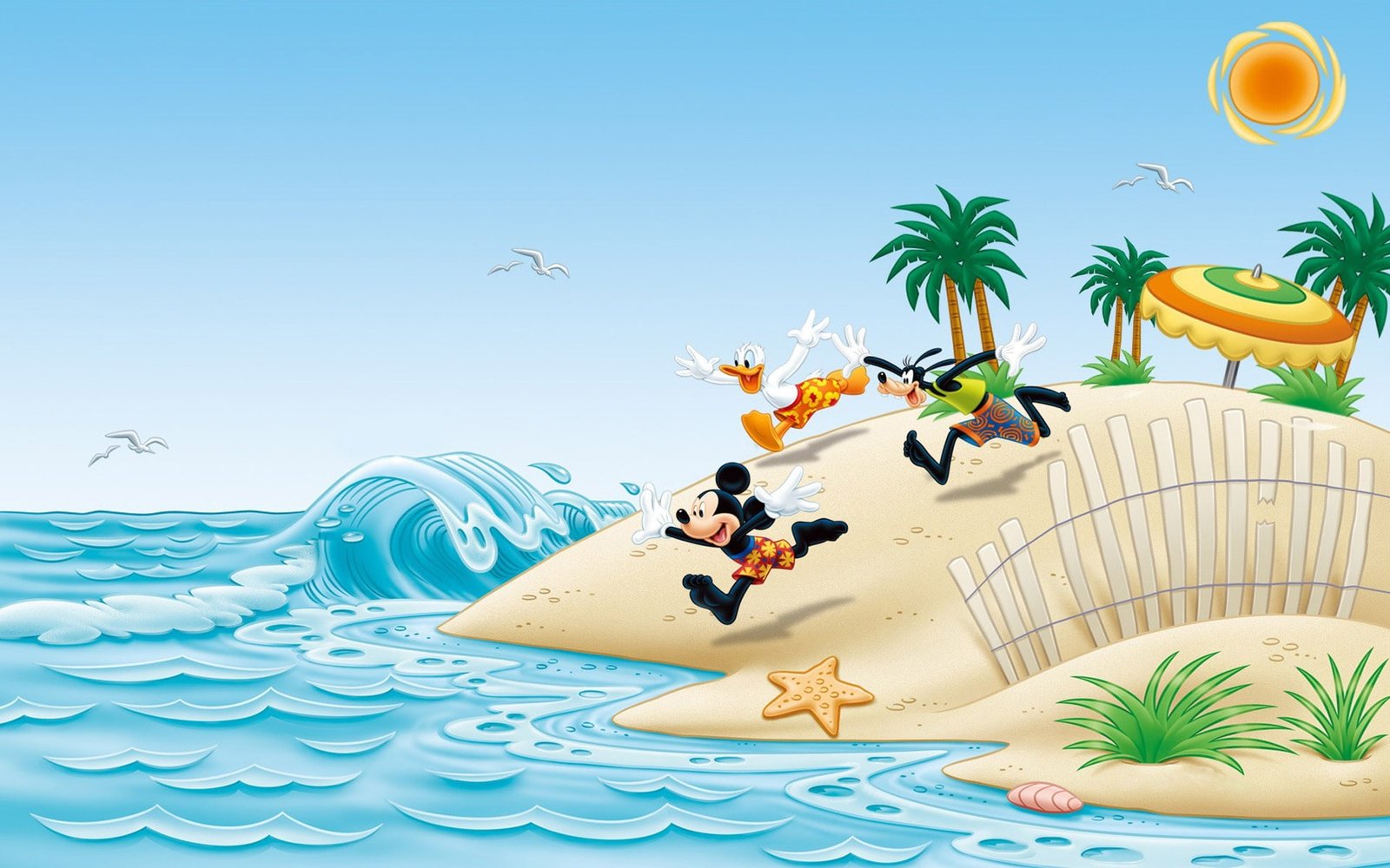 Mickey Mouse Donald Duck Goofy Holiday At The Beach Image Wallpaper Hd For Desktop 2k