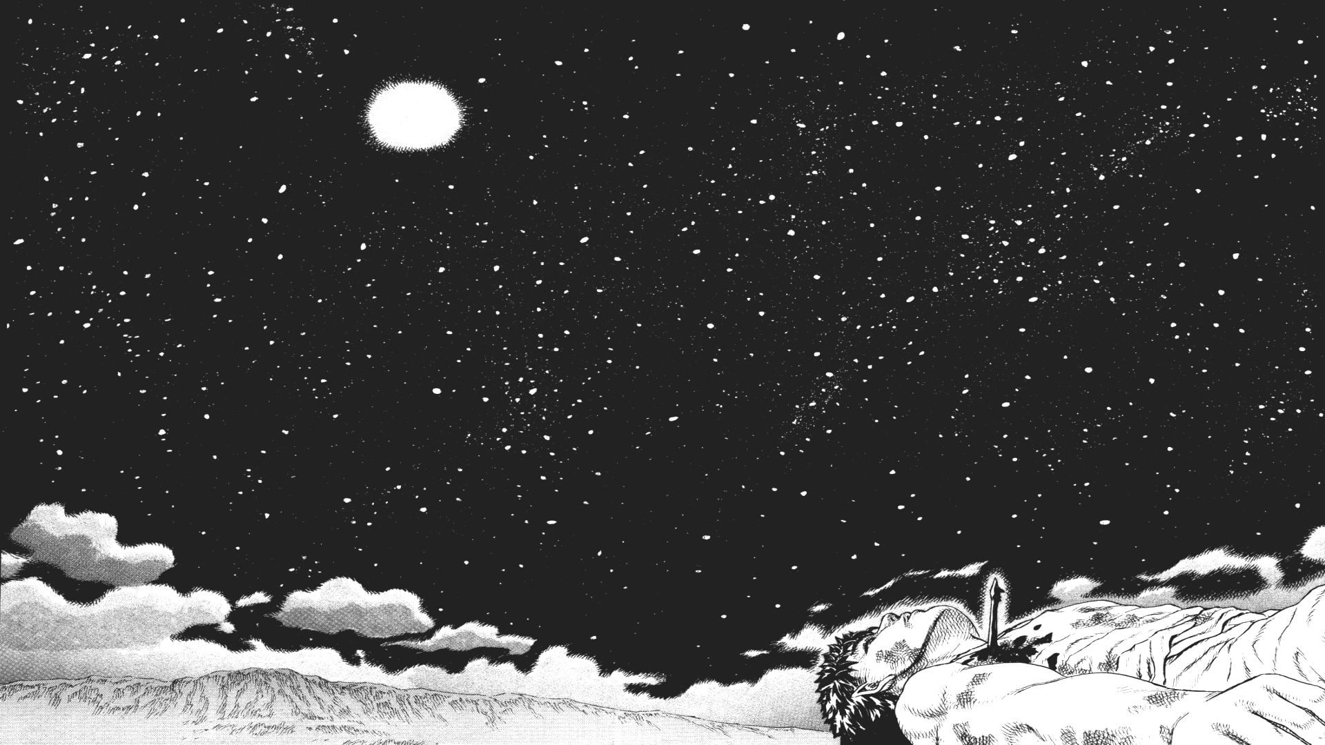 moonlight Guts anime Berserk Kentaro Miura night sky 2k