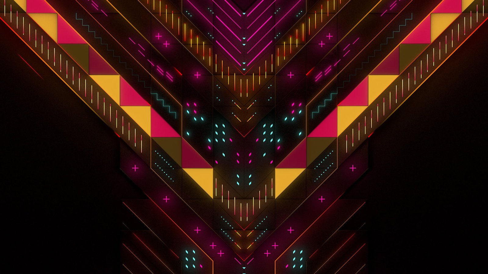 multicolored wallpaper abstract neon symmetry digital art 2k