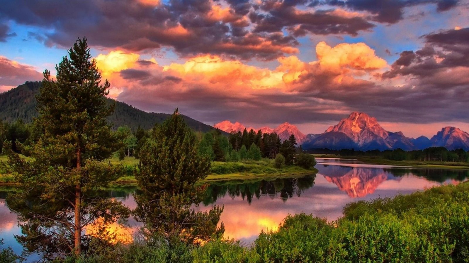 reflection nature sky wilderness mount scenery lake wyoming 2k