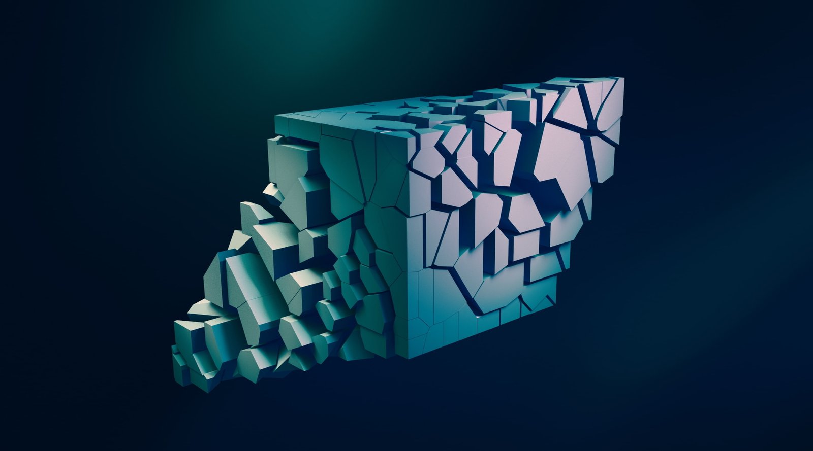 Shattered Abstract Cube gray wall paper Artistic blue dark 2k 4k