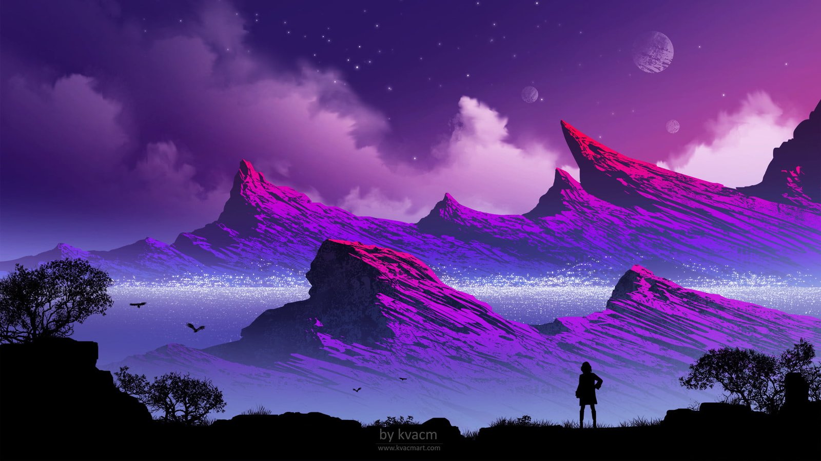 summit painting illustration Kvacm fantasy art mountains 2k