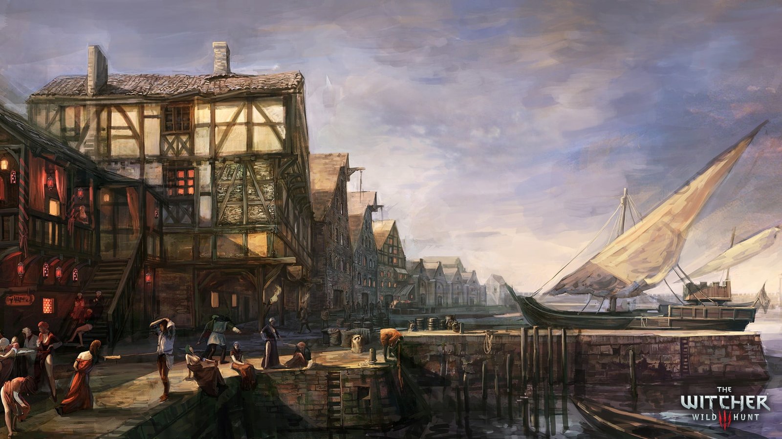 The Witcher game poster 3 Wild Hunt city harbor 2k