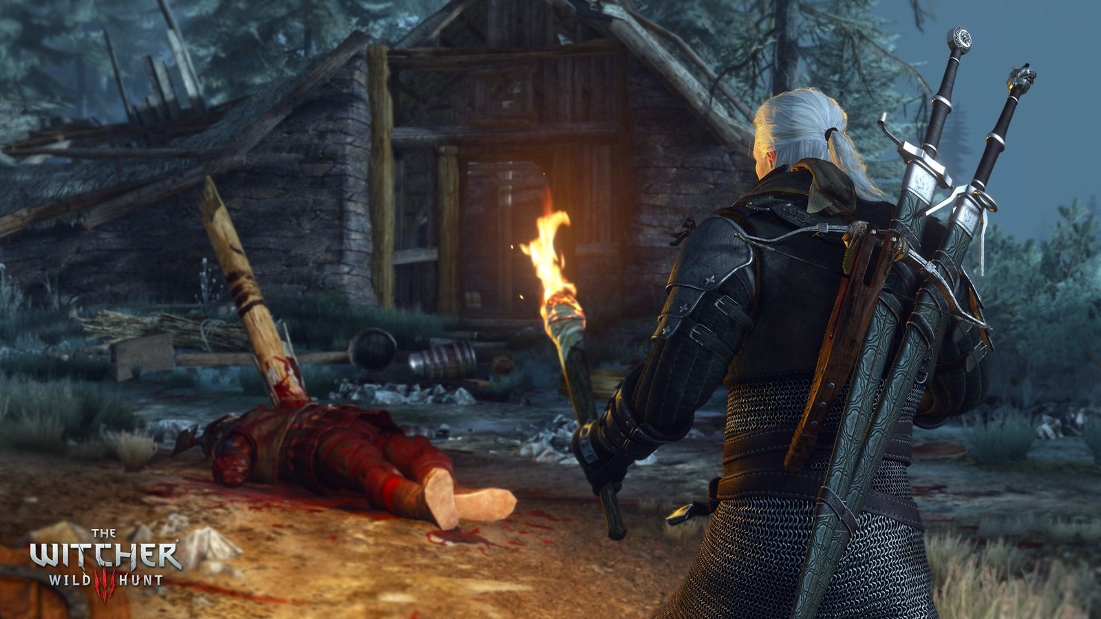 torch swords the Witcher corpse Geralt crossbow The 3 Wild Hunt 2k