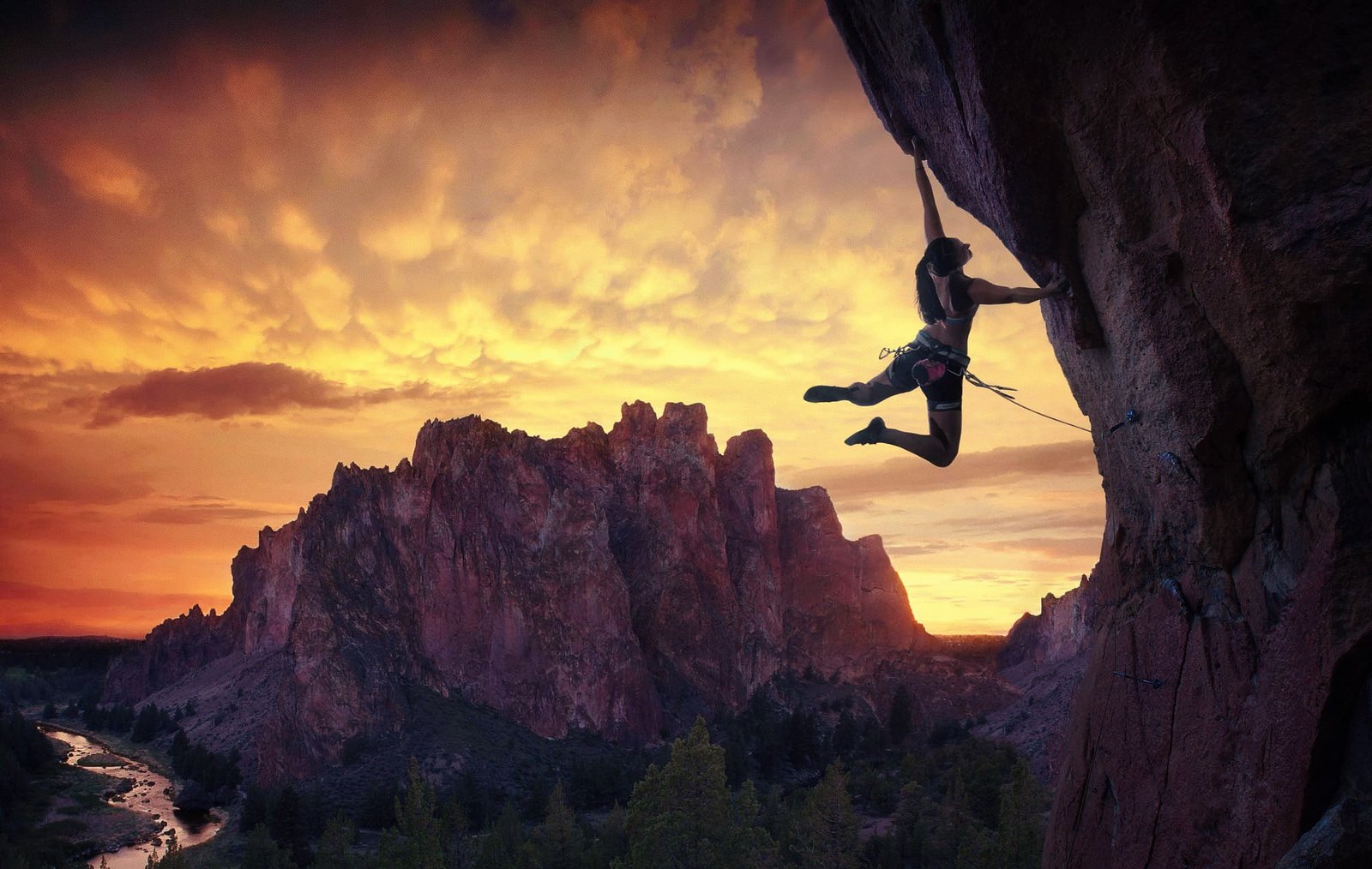 woman climbing cliff wallpaper sports landscape women mountains 2k