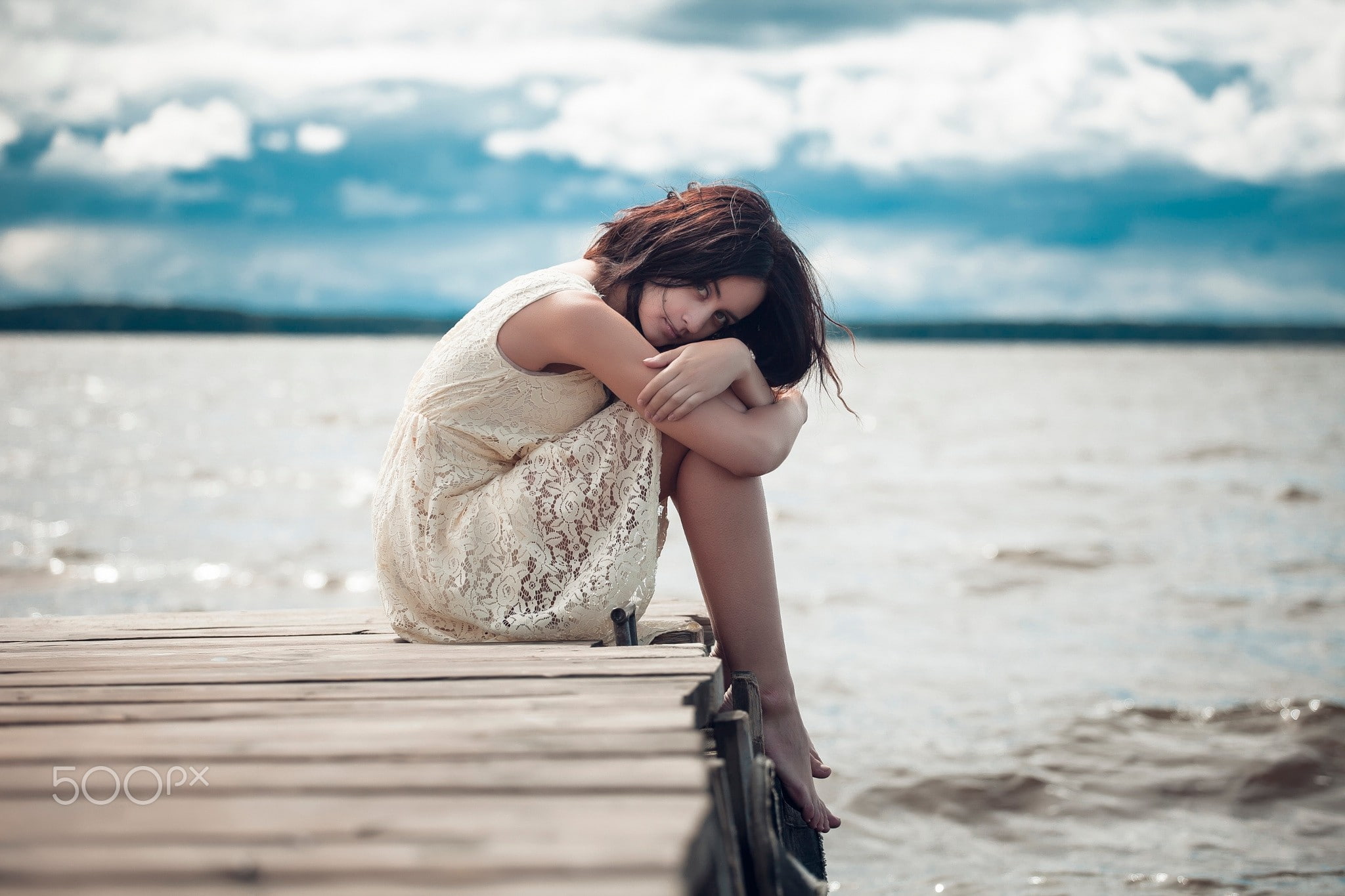 Yuri Egoroff women model looking at viewer long hair barefoot 2k