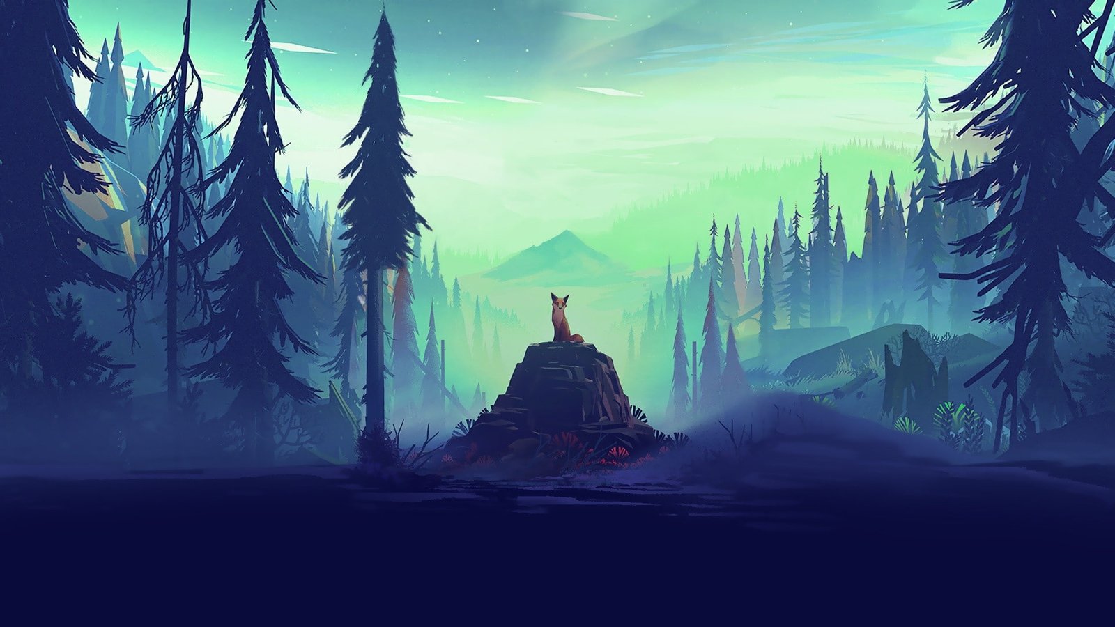 fox trees fantasy art dreamland forest sky dark 53 2k