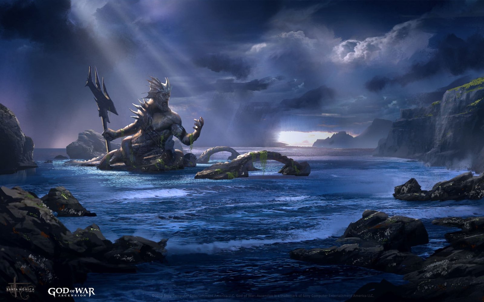 God of War character painting mythology Poseidon ascension 2k