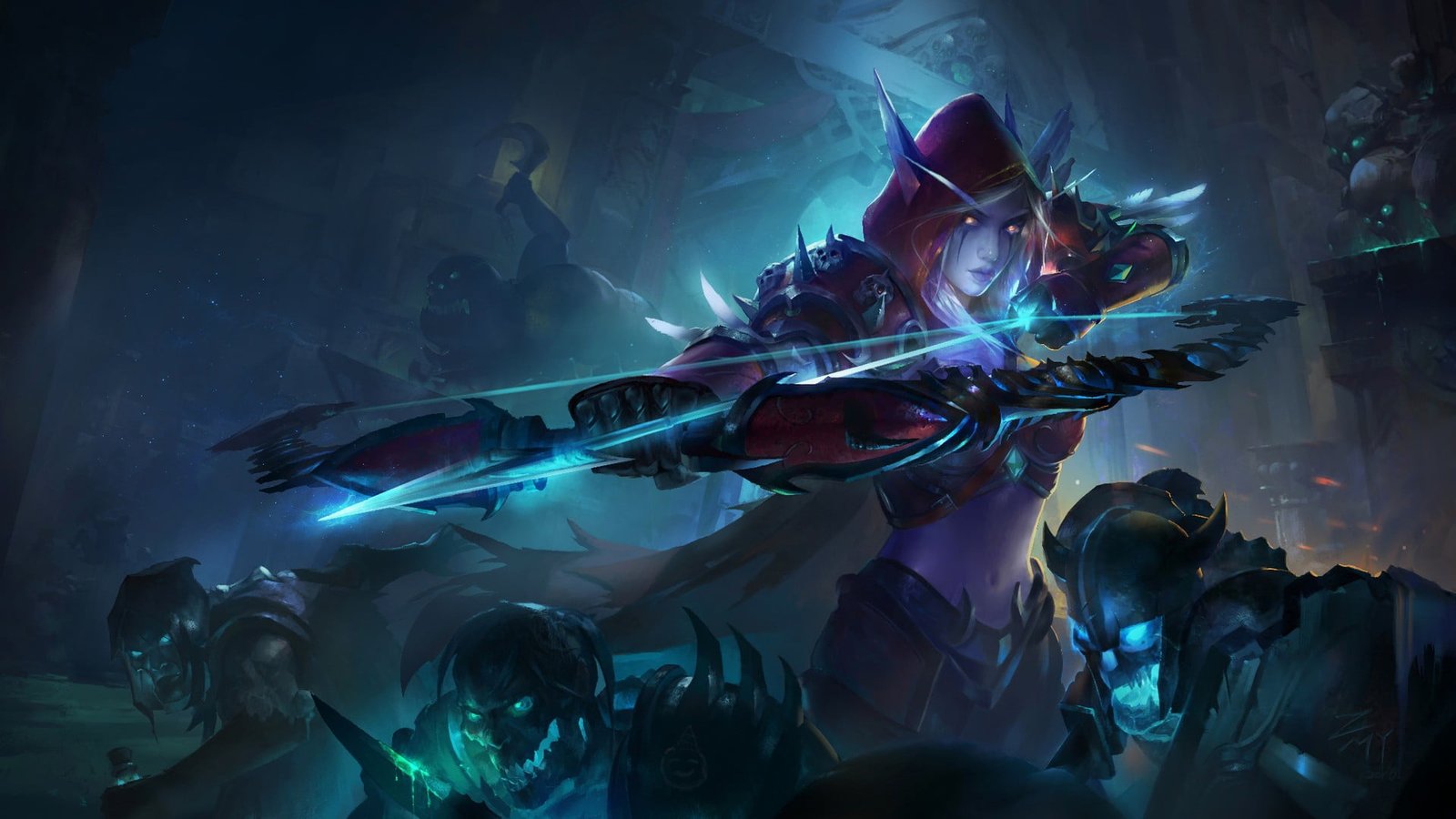 League of Legends Ashi fantasy art warrior elves Sylvanas Windrunner 2k