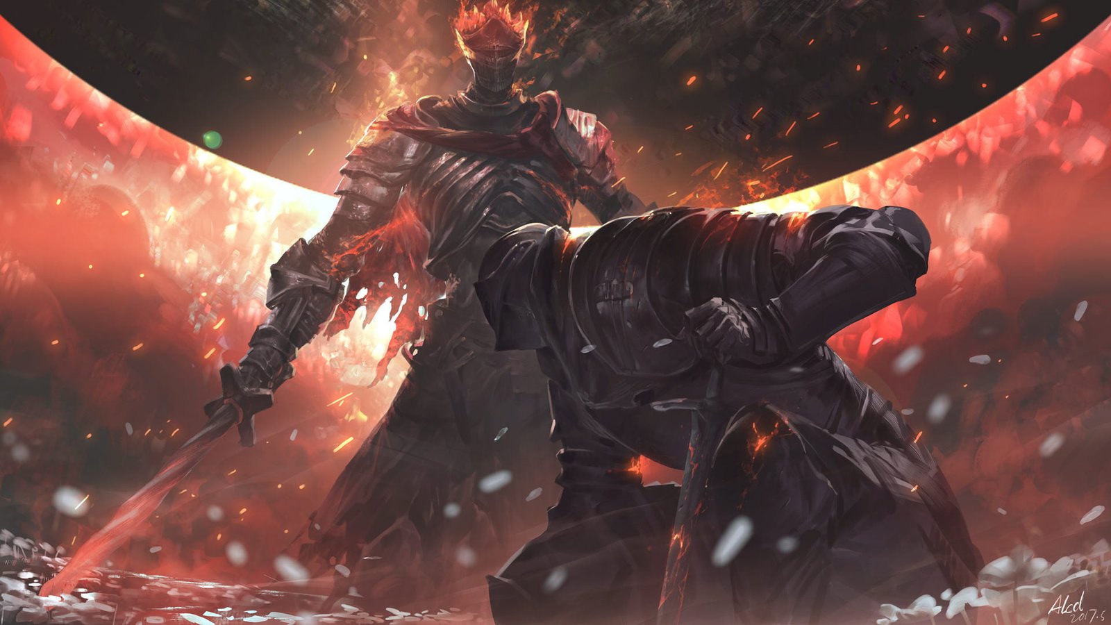 knight holding sword digital wallpaper Dark Souls III video games 2k