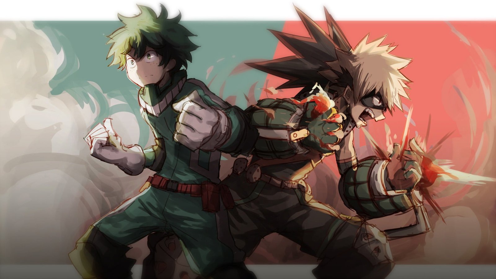 My Hero Academia Young Bakugo and Midoriya graphic wallpaper 2k