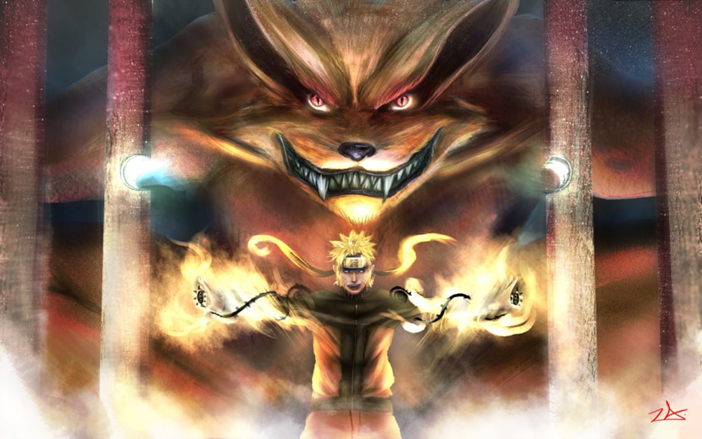Naruto and Kurama digital wallpaper Shippuuden manga