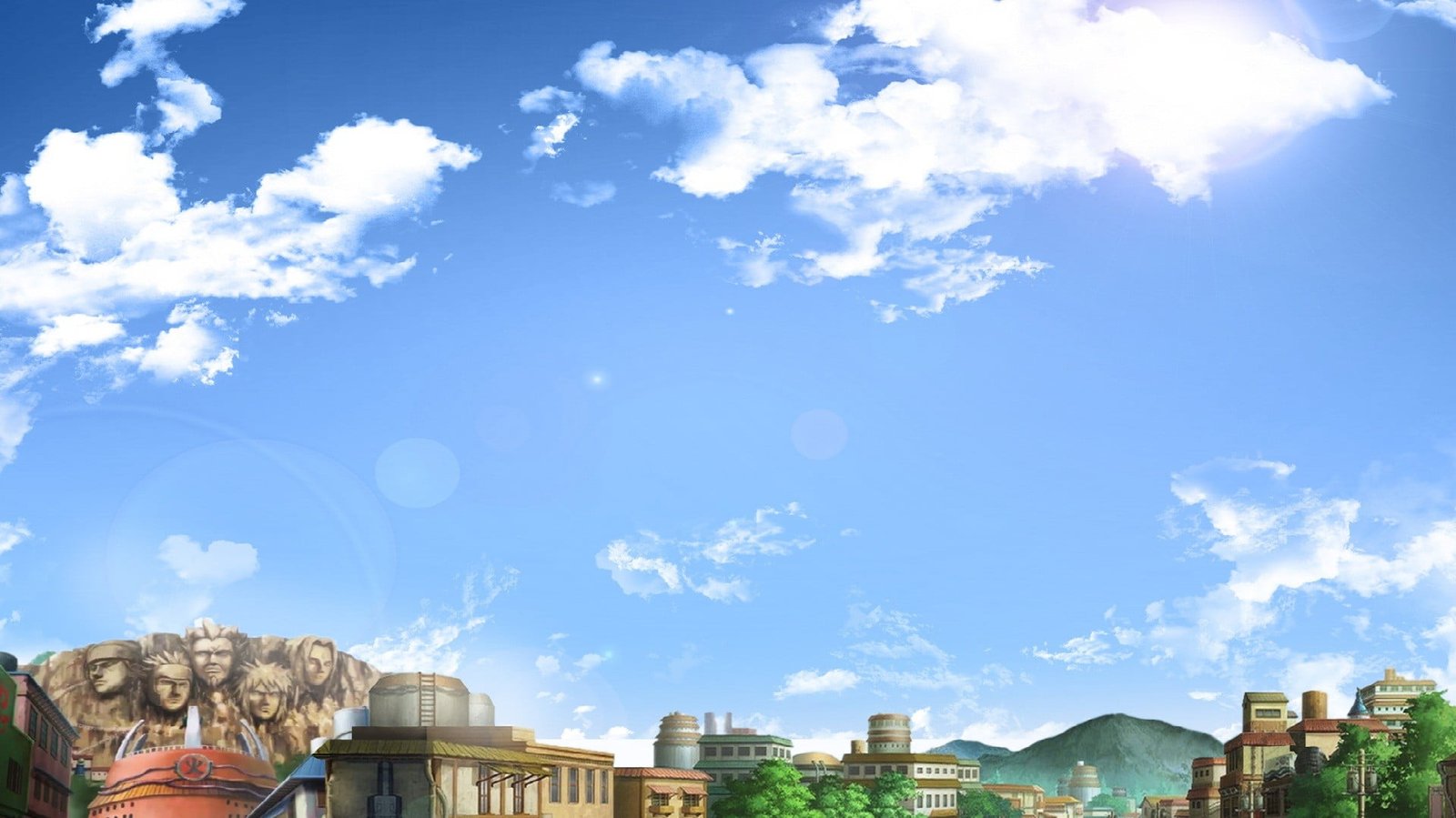 Naruto Konoha illustration Shippuuden village rooftops 2k