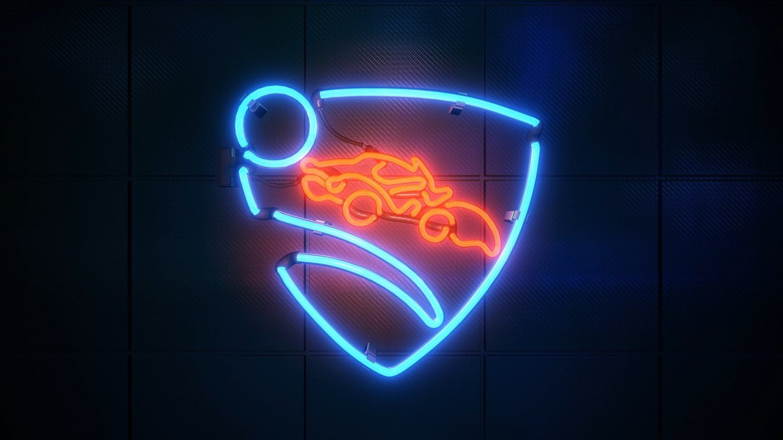orange and blue shield neon light signage abstract rocketleague 2k