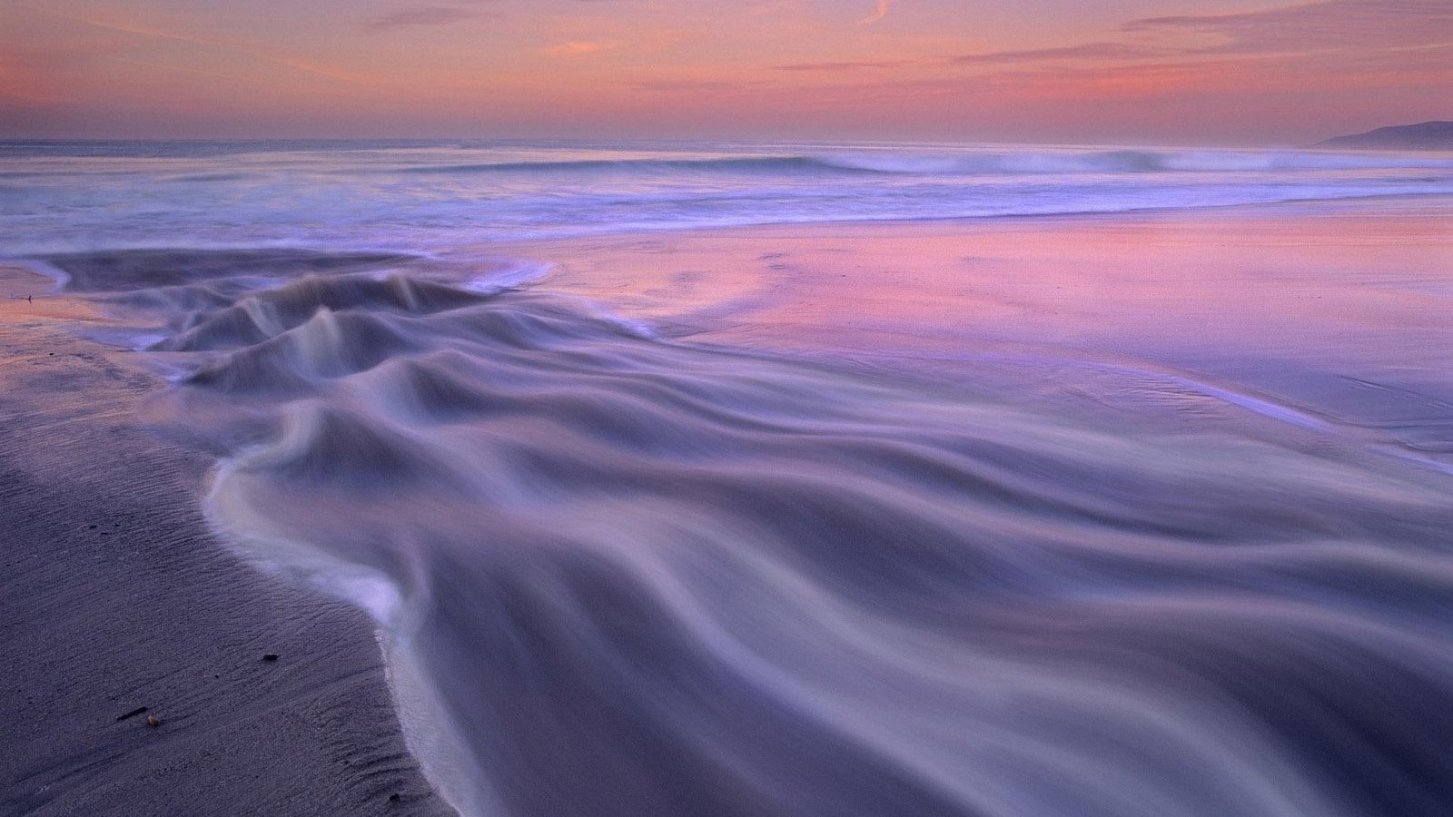 Peaceful Tranquility beautiful sunset pink water beach sand 2k