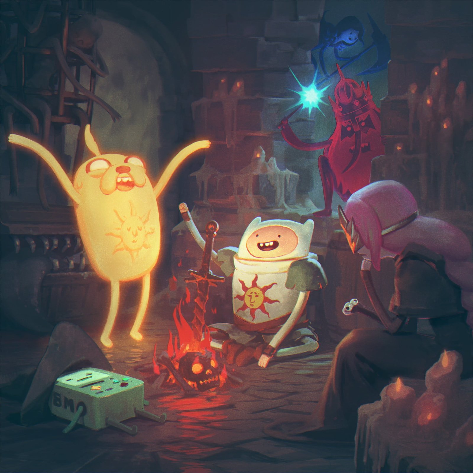 Adventure Time wallpaper artwork Dark Souls Finn the Human 2k