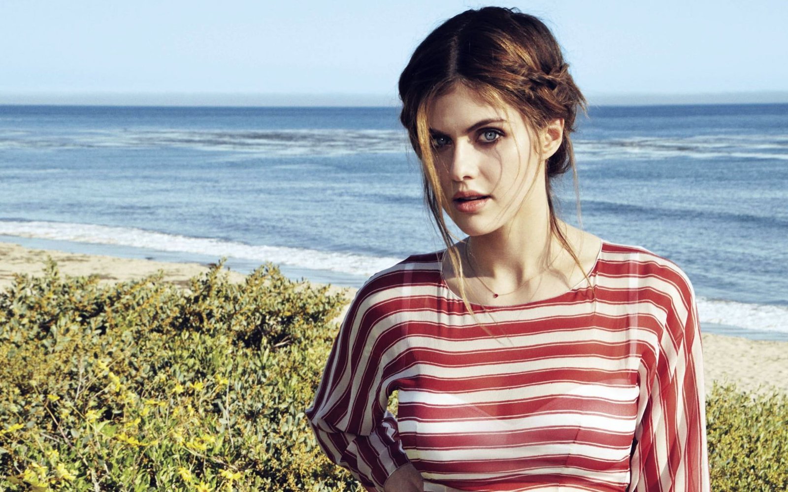 Alexandra Daddario blue eyes sea land one person young adult 2k