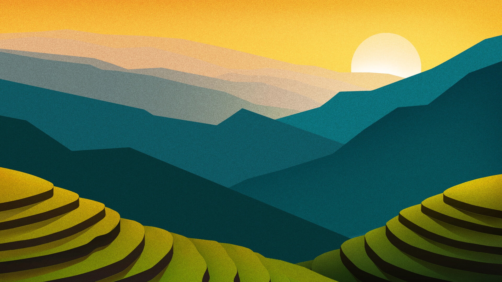Artistic Landscape Minimalist Mountain Nature Rice Terrace 2k
