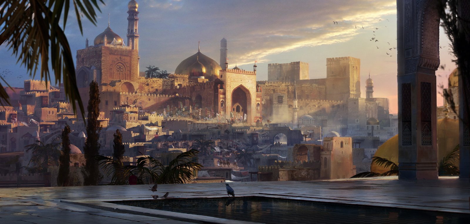 artwork landscape palace oriental city Arabian Middle East 2k